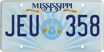 MS license plate JEU358
