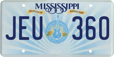 MS license plate JEU360