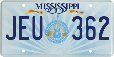 MS license plate JEU362