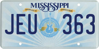 MS license plate JEU363