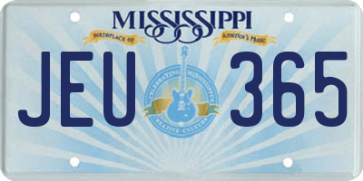 MS license plate JEU365