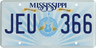 MS license plate JEU366