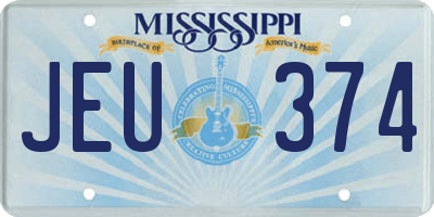 MS license plate JEU374