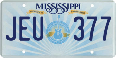 MS license plate JEU377
