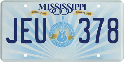 MS license plate JEU378