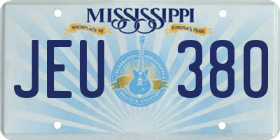 MS license plate JEU380