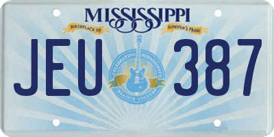 MS license plate JEU387