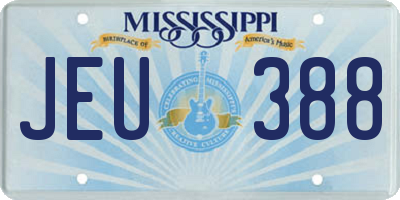 MS license plate JEU388