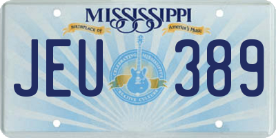 MS license plate JEU389