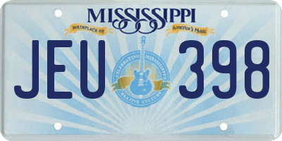 MS license plate JEU398