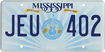 MS license plate JEU402