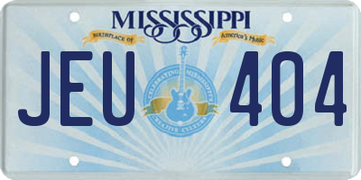 MS license plate JEU404