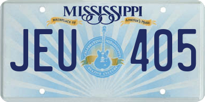 MS license plate JEU405