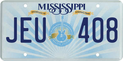 MS license plate JEU408