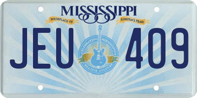 MS license plate JEU409