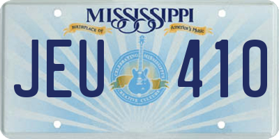 MS license plate JEU410