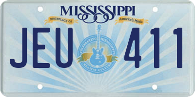 MS license plate JEU411