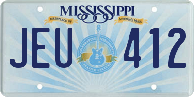 MS license plate JEU412