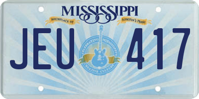 MS license plate JEU417