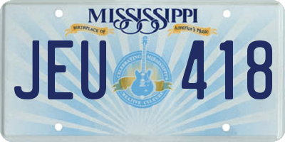 MS license plate JEU418