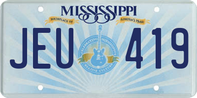 MS license plate JEU419