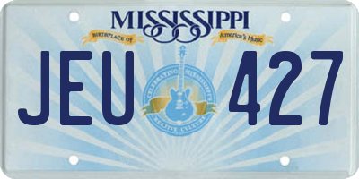 MS license plate JEU427