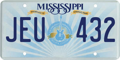 MS license plate JEU432