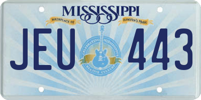 MS license plate JEU443