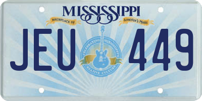 MS license plate JEU449