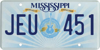 MS license plate JEU451