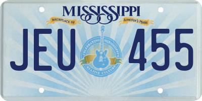 MS license plate JEU455