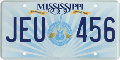 MS license plate JEU456