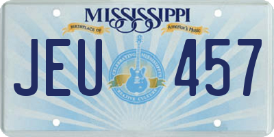 MS license plate JEU457