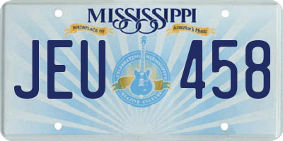 MS license plate JEU458