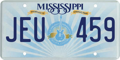 MS license plate JEU459