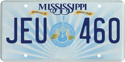 MS license plate JEU460