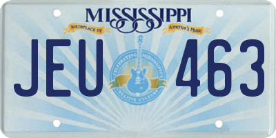 MS license plate JEU463