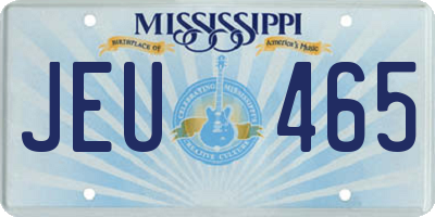 MS license plate JEU465