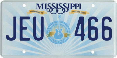 MS license plate JEU466