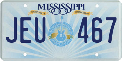 MS license plate JEU467