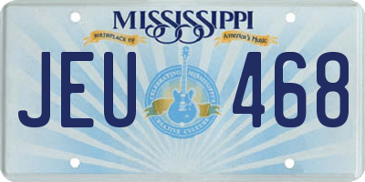 MS license plate JEU468