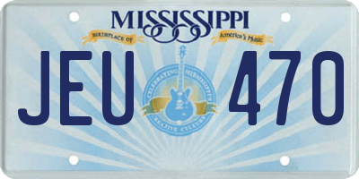 MS license plate JEU470