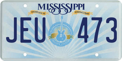MS license plate JEU473