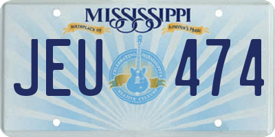 MS license plate JEU474
