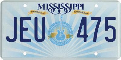 MS license plate JEU475
