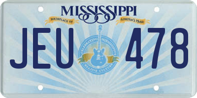 MS license plate JEU478