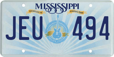 MS license plate JEU494