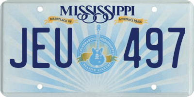 MS license plate JEU497