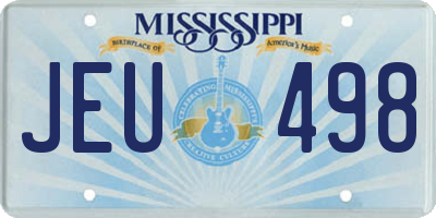 MS license plate JEU498