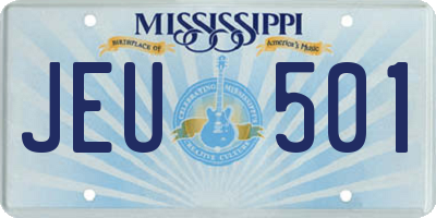 MS license plate JEU501